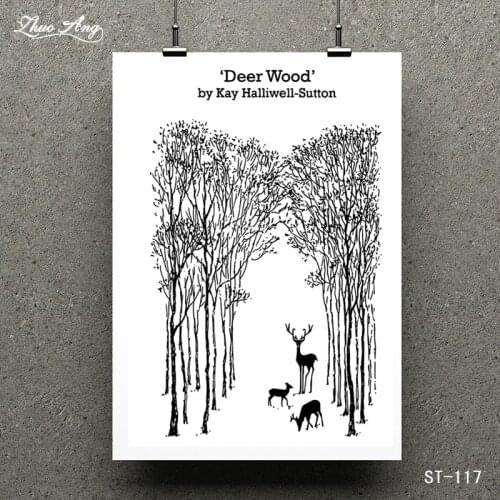 ZhuoAng Deer Wood by Kay Halliwell-Sutton Transparent and Clear Stamp DIY Scrapbooking Album Card Making DIY Decoration Making