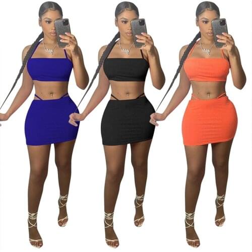 ZKYZWX Sexy Knitted Summer Dresses Set Off Shoulder Crop Top Bodycon Mini Dress Beachwear Outfits Club Two Piece Matching Sets