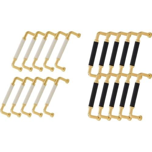 10Pcs Cabinet Handle Leather Metal Drawers Knobs for Kitchen Cupboard Bedroom Furniture Door (with Screws)