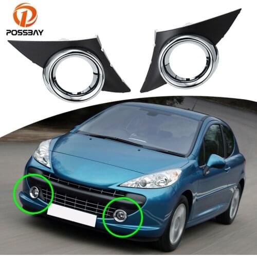 2pcs Car Front Right/Left Fog Lights Lamp Cover Grills for Peugeot 207 Sport 2006 2007 2008 2009 Chrome Trim Accessories Parts
