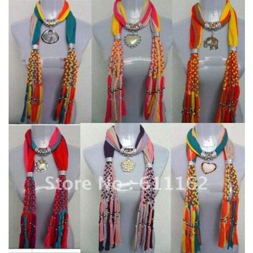 2018 Colorful braid Pendant necklace scarves womens shawls novel scarves polyester fashion scarf ff194