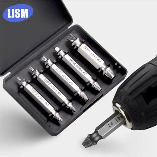 4/5/6pcs Damaged Screw Extractor Drill Bits 4341 Guide Set Broken Speed Out Easy Out Bolt Stud Stripped Screw Remover Tool