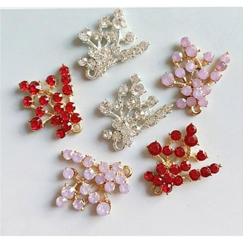 5pcs/lot Alloy Luxurious Leaf Pendant Rhinestone Buttons Ornaments Jewelry Earrings Choker Hair DIY Jewelry Accessories Handmade