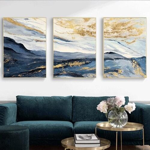 Abstract Golden Artwork Diamond Painting Nordic Home Decor Wall Art Poster Minimalist Picture for Living Room Decoration Gift