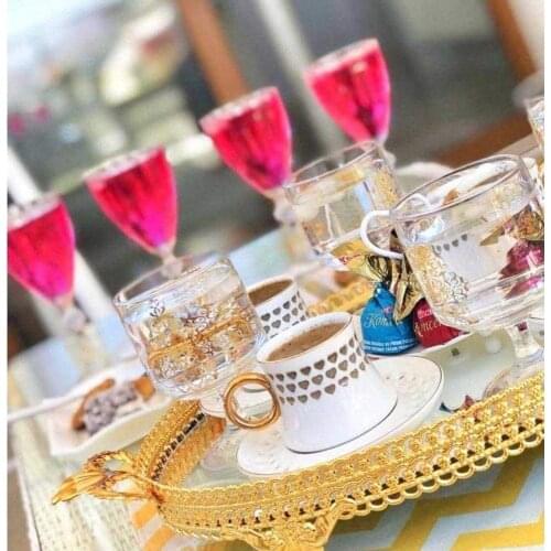 Acar Heart Patterned Set of 6 Coffee Cups-HXF-006315/8