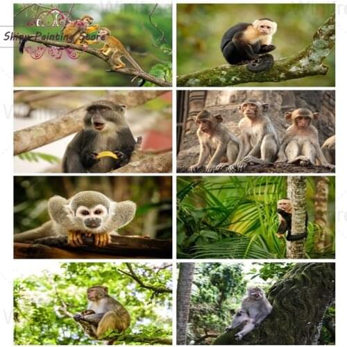 DIY 5D Diamond Painting Animals Monkey on the Tree Cross Stitch Kit Diamond Embroidery Rhinestone Mosaic Home Decoration Gifts