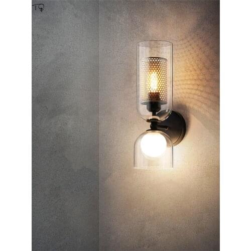 American Luxury Designer Wall Lamp Modern Glass Iron Art Led Indoor Lighting Background Hallway Living Room Decor Bedroom Lamp