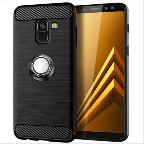 For Samsung Galaxy A7 2018 Case Luxury Brushed Carbon Fiber Case For Samsung Galaxy A8 2018 A6 2018 Magnetic Ring Holder Cover