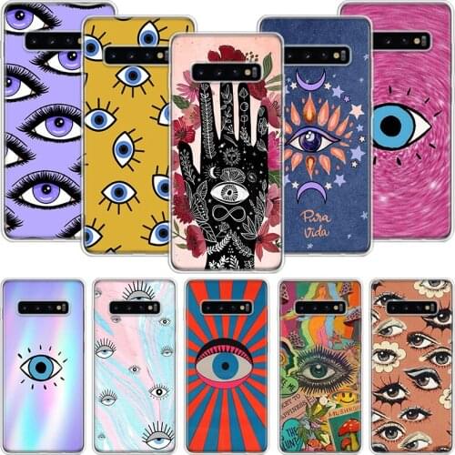 Evil Eye Gold Foil Phone Case For Samsung Galaxy S10 S20 S21 S9 S8 S7 Note 10 20 9 8 FE J4 J6 Ultra Plus Lite Pro + Edge Cover
