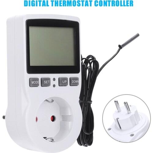 Digital Electric Thermostat Regulator Temperature Controller Socket Outlet Timer EU Plug With Timer Switch Sensor Probe