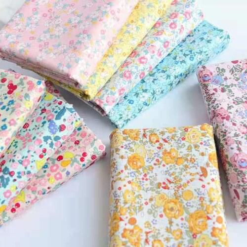 Colorful Vintage Floral Printed Cotton Poplin Thin Fabrics By TheMeter DIY for Sewing Children Clothes Doll Handmade Accessories