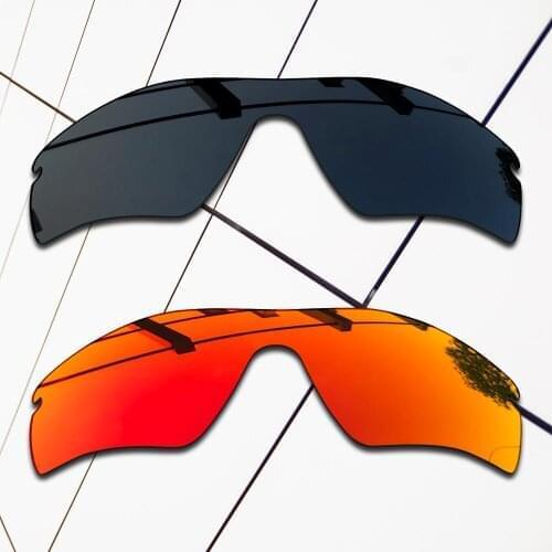 E.O.S 2 Pieces Black & Fire Red Polarized Replacement Lenses for Oakley RadarLock Path OO9181 Sunglasses