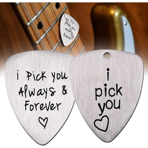 Engraved Guitar Picks Stainless Steel Jewelry Ukulele Carved Always Forever Steel E2S2 You Accessories Pi Guitar Titanium I Y3W2