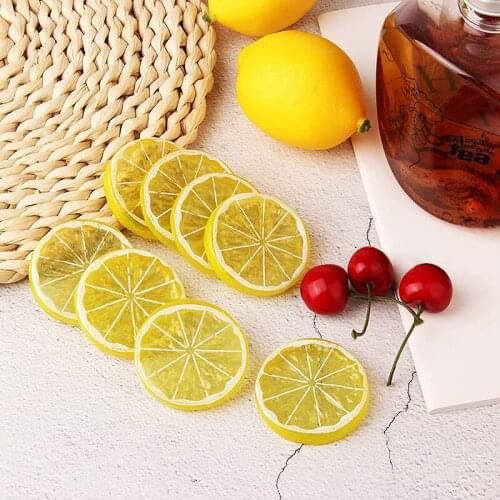30/60 Pcs 5cm Artificial Fruit Simulation Lemon Slices Christmas Fruit Ornament Kitchen Wedding Fake Lemon Decoration Supplies