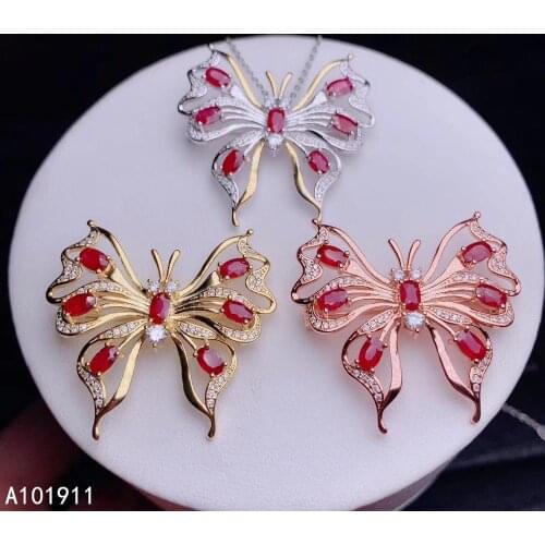KJJEAXCMY fine jewelry natural ruby 925 sterling silver women Two wear pendant chain brooch support test luxury