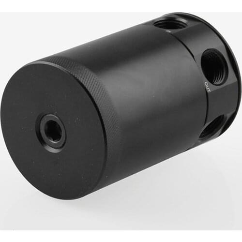 Compact Oil Separator Can/auto Engine Oil Reservoir Tank Black with Breather Filter, Fitting Accessories, 3-Port