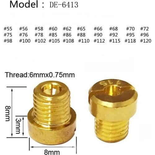 Pack of 10 Pieces M6 Thread 6mm Motorcycle Main Jet Kit for DellOrto Carburetor PHBH PHBL FRD PHF VHB VHSH Injector Nozzle