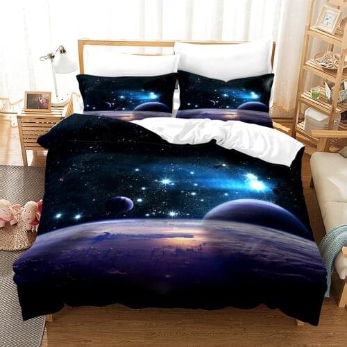 Space Galaxy Bedding Set Bedspread Single Twin Full Queen King Size Sky Milky Way Planet Bed Set Childrens Kid Duvetcover 04
