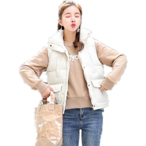 New Arrival Autumn Winter Women Short Waistcoat 2018 Fashion Short Down Cotton Vest Warm Hooded Button Plus Size 3XL Vest Q495