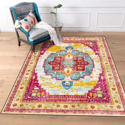 Rose Red Yellow Blue Geometric Printed Vintage Carpet Ethnic Persian Style Rug For Bedroom Bathroom Rug Doormat Washable