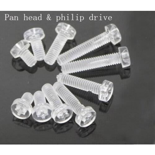 M5 x 10 transparent plastic screw bolt,clear PC acrylic bolt. LED Lighting use insulation round head Philip drive fastener light