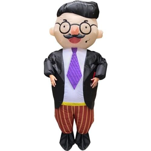 Adult Inflatable Costumes Funny Handsome Boss Halloween Cosplay Costume Cartoon Big Glasses Boss Suit Man Woman New Year Gift