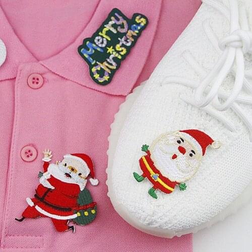 Iron on Santa Claus Patches Embroidered Christmas Stickers Sew on Fabric Appliques DIY Patchwork Garments Accessories