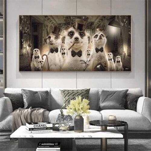 My Meerkat Family Wall Canvas Painting on Canvas Posters and Prints Adorable Animal Wall Art Picture Decoration for Living Room