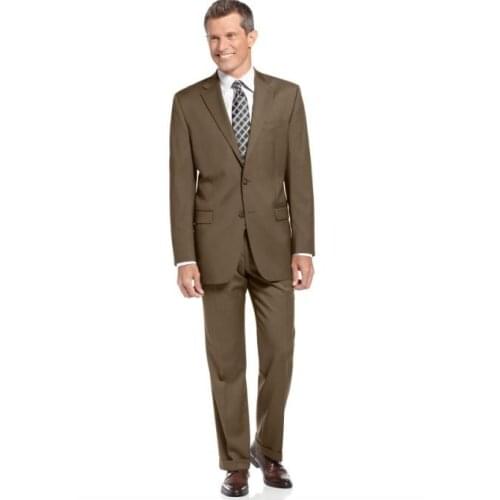 New Arrival Center Vent Groom Tuxedos Notch Lapel Mens Suit Brown Groomsman Father Of The Bride Suits (Jacket+Pants)