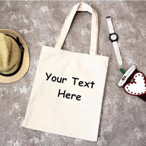 Wholesale 300pcs/lot natural cotton Canvas shopping bags custom tote bags with logo foldable reusable grocery fabric tote bags