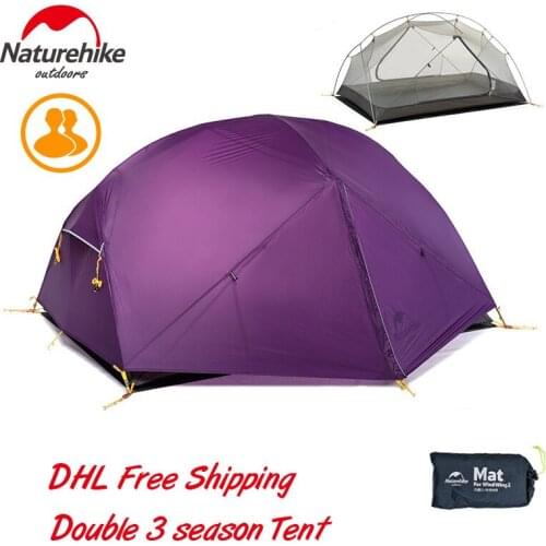Naturehike Mongar 2 Person 3 Season Ultralight Camping Tent 20D Silicone Fabic Double Layer Waterproof Rainproof Tent With Mat