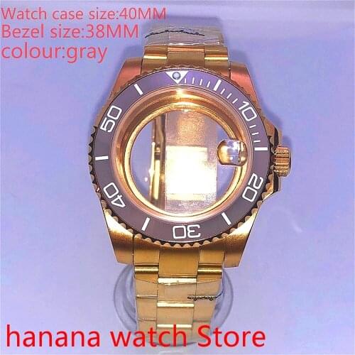 Suitable for NH35 36 Mingzhu2813 Miyata self-winding 40mm transparent back gold box series, with rotating gray bezel