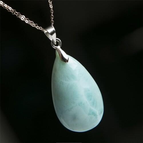 Precious Blue Natural Stone Pendant Women Men Necklaces Charms Cystal Natural Larimar Pendant 28*18*8mm