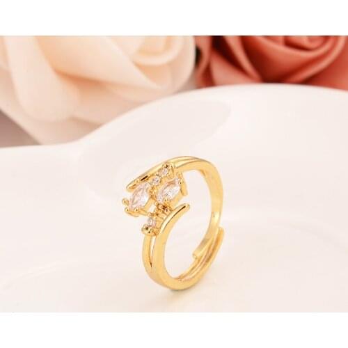 Adjust crystal rings for women metal crystal rhinestone gold ring court style luxury zinc alloy finger ring bijoux wedding gift