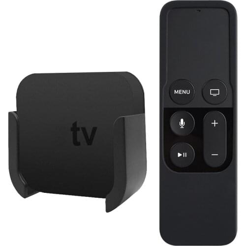 For Apple TV 4 4K 4th 5th Gen Remote Control Case Silicone Wall Mount Bracket Stand Protective Case Media Player Cradle Holder