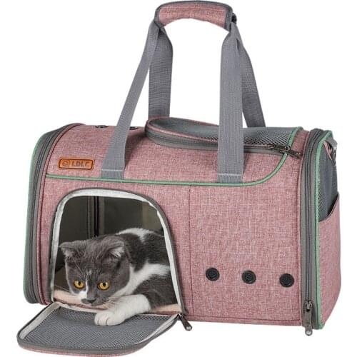 Factory Dog Pet Bags Supplier Pet Carrier Soft-Sided Pet Travel Bag for Cats with Mesh Windows and Fleece Padding Collapsible