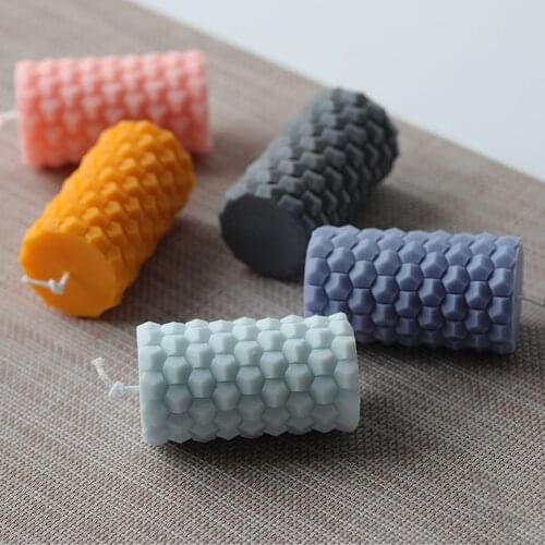 Honeycomb Cylindrical Candle Silicone Moulds Simple Diy Geometric Plaster Craft Handmade Mousse Mold Soap Making Home Decoration