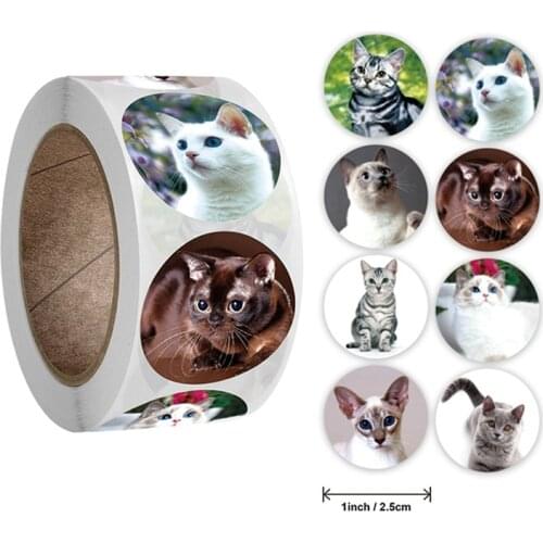 50-500pcs Lovely Cat stickers Sealing labels Reward sticker for school teacher Cute animals kids stationery sticker Gift decor