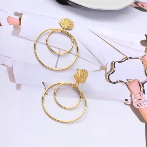 CHUNSHI EMO Shell Metal Hoop Earrings Euramerican Fashion Personality Creative Elegant Geometry Small Jewelry Earrings For Women