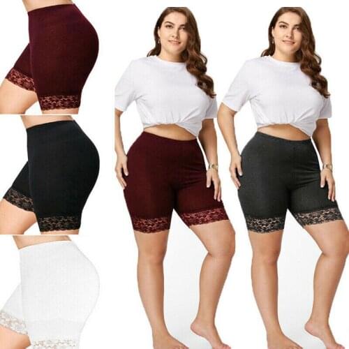 Women Lace Hem Elastic Safety Underwear Shorts Pants Short Tight Plus