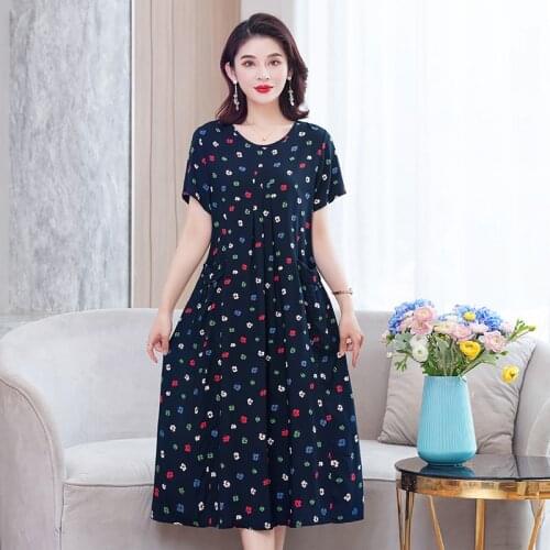 2021 New Fashion Solid Color Soft cotton Dress Short Sleeve Plus size Loose Casual Women Summer Dress Vestidos