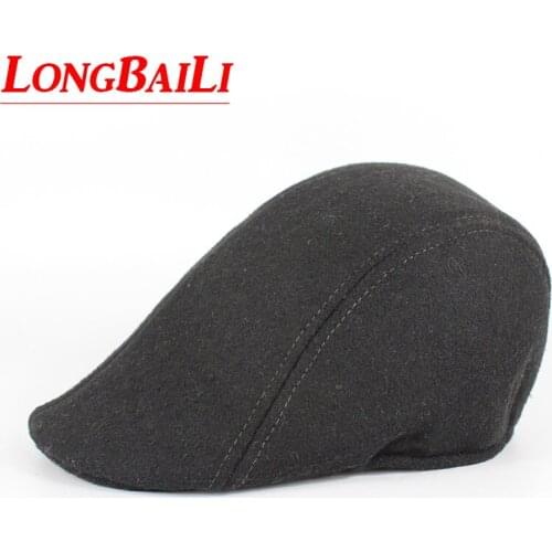 Winter Casual Solid Color Men Newsboy Caps Black Casquette Berets Hats Free Shipping SHDB011