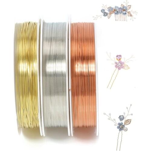1roll 0.2-1mm Copper Wire Silver/Gold/Rose gold Beading Jewelry Cord Wire for DIY Craft Bracelet Necklace Bridal Headress Making