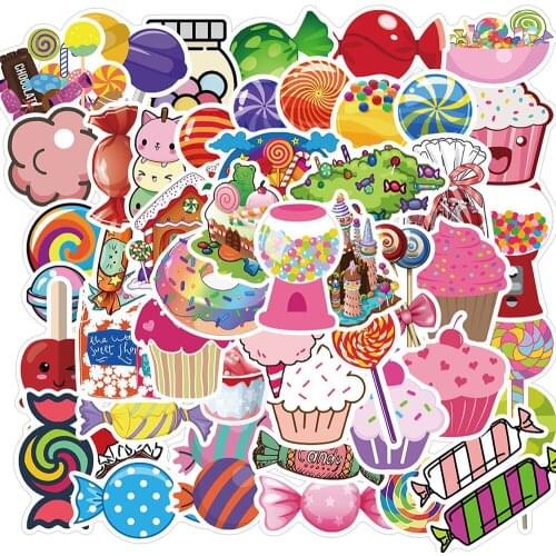 50PCS Colorful Candy Girl Stickers Laptop Guitar Luggage Fridge Phone Waterproof Cartoon Graffiti Sticker Decal Kid Classic Toy