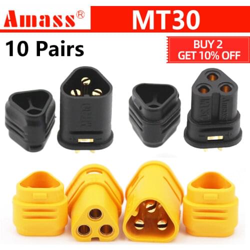 10pair AMASS MT30 2mm 3-pin Connector / Motor connector / Plug Set for RC Lipo Battery RC Model Quadcopter Multicopter