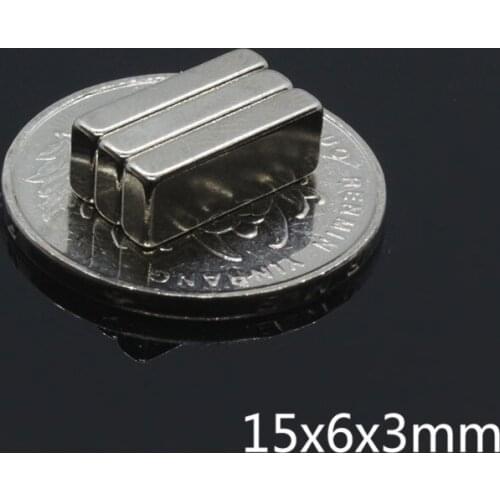 100pcs 15 x 6 x 3mm Block N35 Super Strong Powerful permanent Magnet NdFeB 15x6x3mm Cuboid Rare Earth Neodymium Magnets 15*6*3