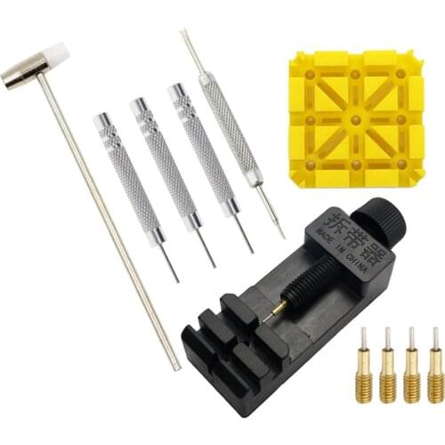 11pcs/set Watch Link Band Slit Strap Remover Repair Tool Kits Adjuster Bracelet Chain Pin With Hammer Punch Pins Strap Holder