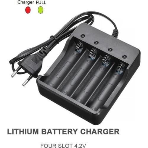 18650 Four-slot Lithium Ion Battery Charger with Cable 4.2V 1000MA Smart Power-off Rechargeable Lithium Battery Charger