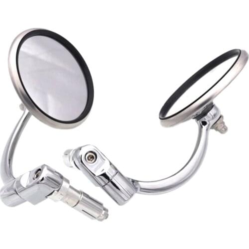 2 Pcs Universal Chrome Round Rearview Mirrors Bar End Side Mirrors for Motorcycle Chopper Scooter Cafe Racer Accessories