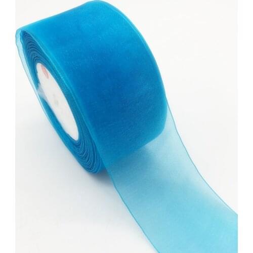 5Yards/lot 2" (50mm) Light blue Organza Ribbon Bow Hair Wedding Christmas Decoration DIY Lace Crafts Ribbon